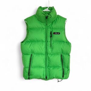 RLX Ralph Lauren Men's Green Down Fill Puffer Vest Small Full Zip Gorpcore Ski